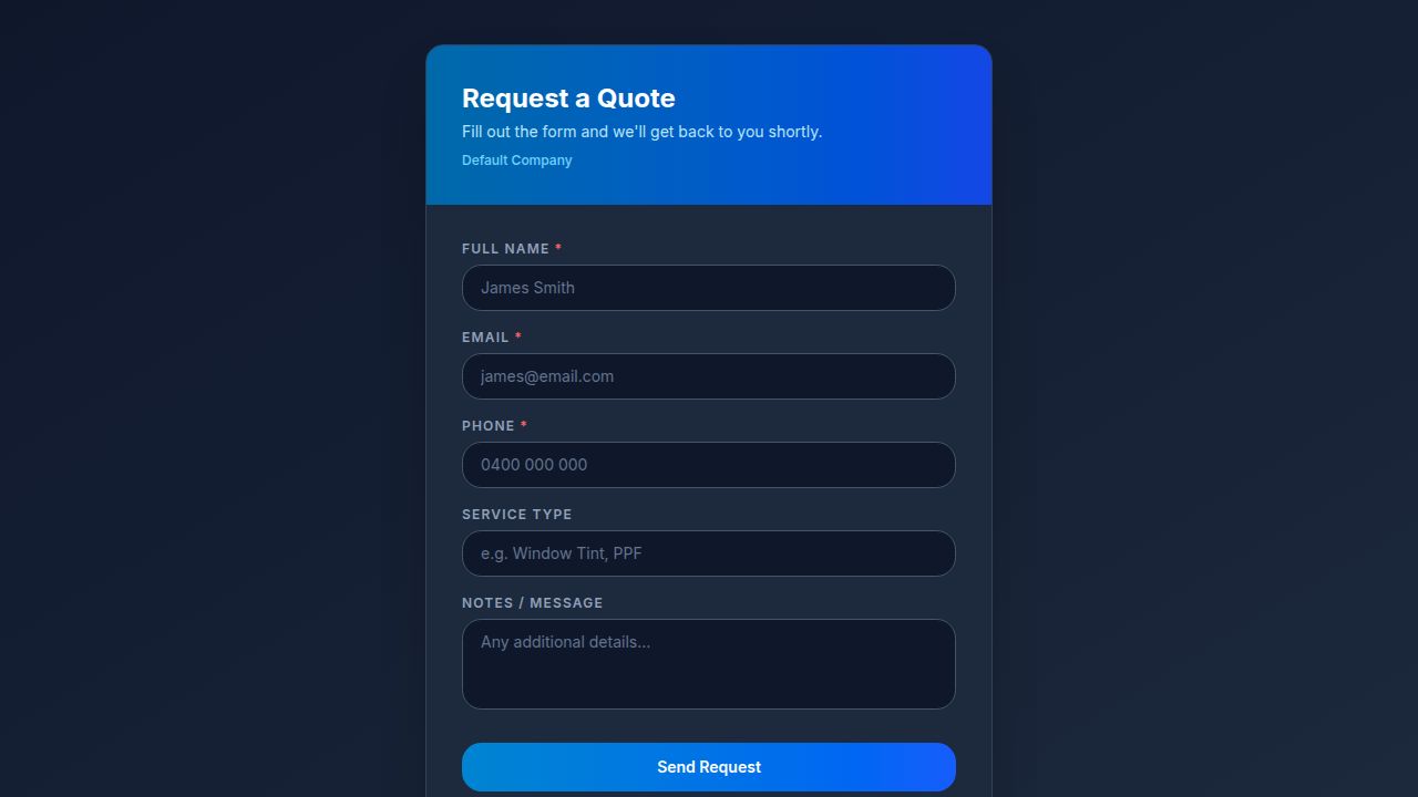 VeriCo lead capture form